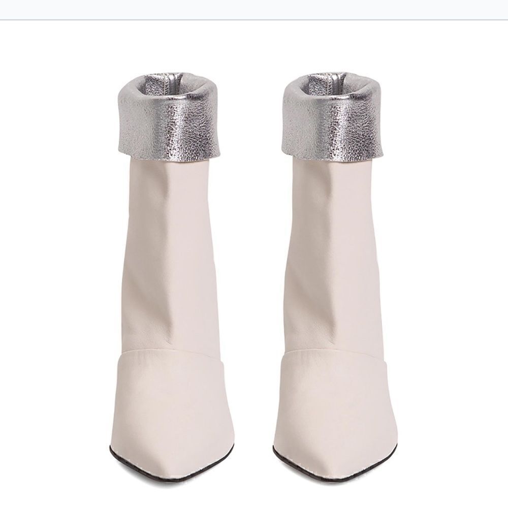 IRO Avina Withe silver fold over bootie boots NIB size 37 - Picture 3 of 6